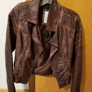 Distressed leather jacket